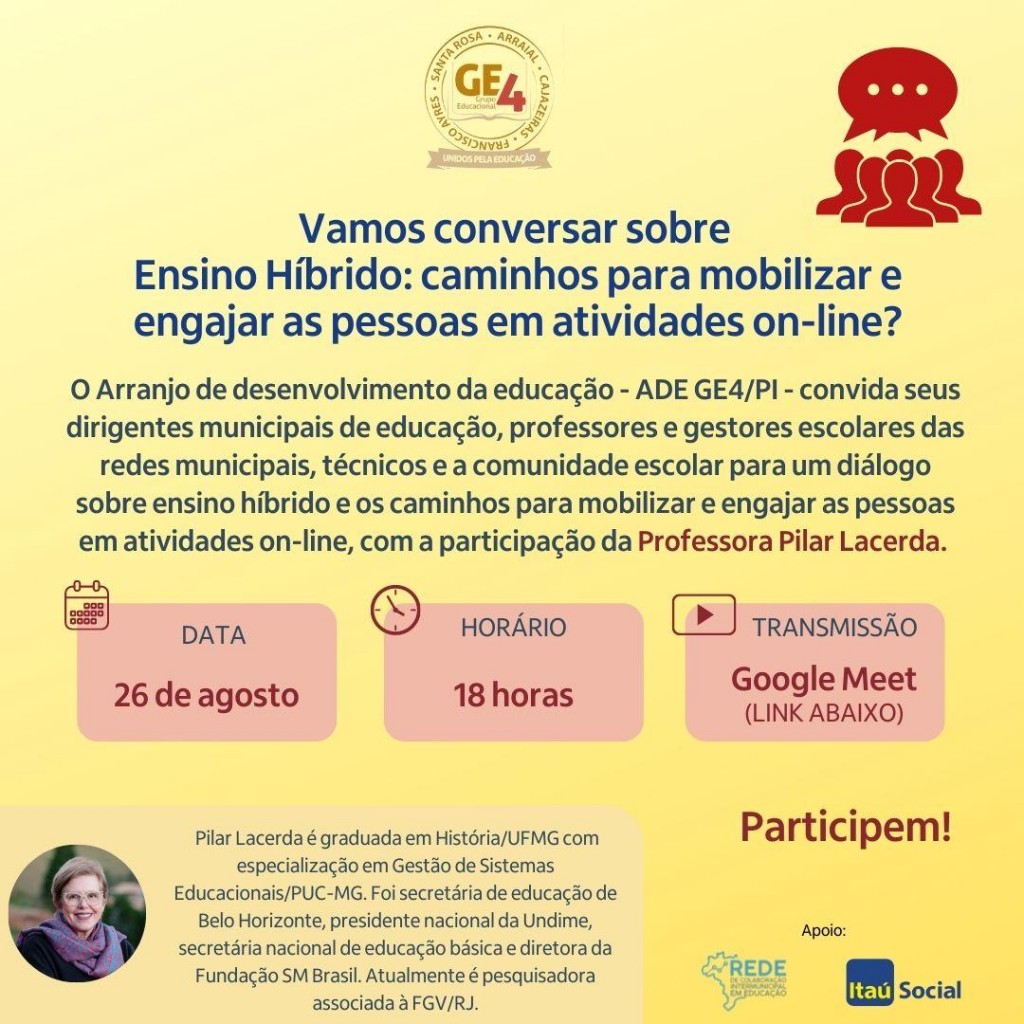 ADE GE4, do Piauí, promoveu Diálogo sobre ensino híbrido e caminhos para a mobilização e engajamento